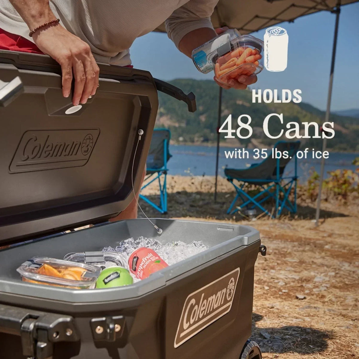 2026 NewColeman Convoy Series 65-Quart Hard Cooler with Wheels, up to 48 Cans, Brown Walnut Color