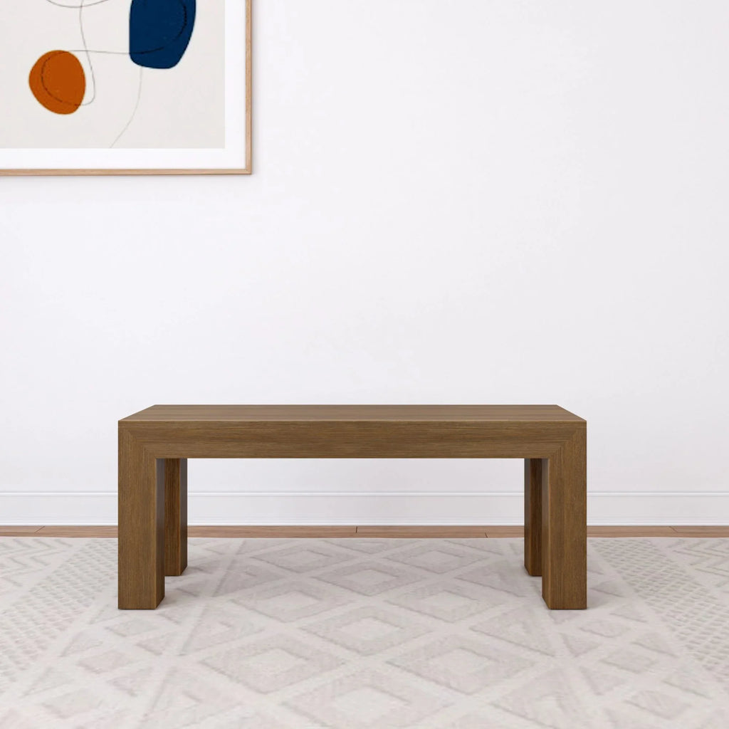 2026 New Plank+Beam Modern Dining Bench, Solid Wood Bench for Dining Table, 49", Blonde Wirebrush