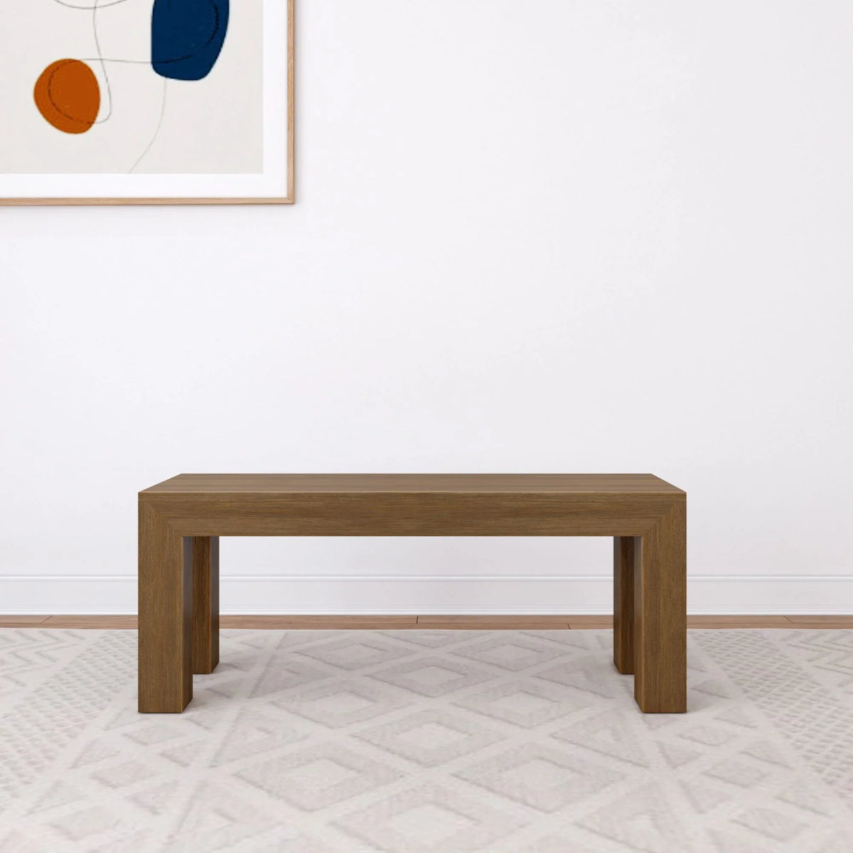 2026 New Plank+Beam Modern Dining Bench, Solid Wood Bench for Dining Table, 49", Blonde Wirebrush