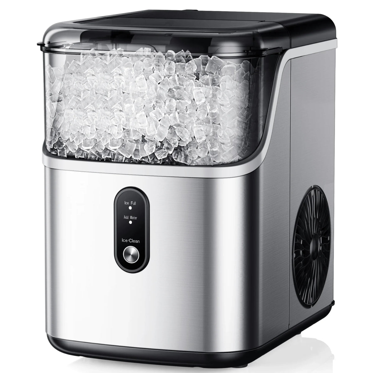 2026 NewSimzlife Nugget Ice Maker Countertops, 35.9lbs Per Day Portable Pebble ice machine, Crushed Sonic ice maker with Soft Chewable Ice for Home, Party, RV, Camping, Stainless Steel Silver