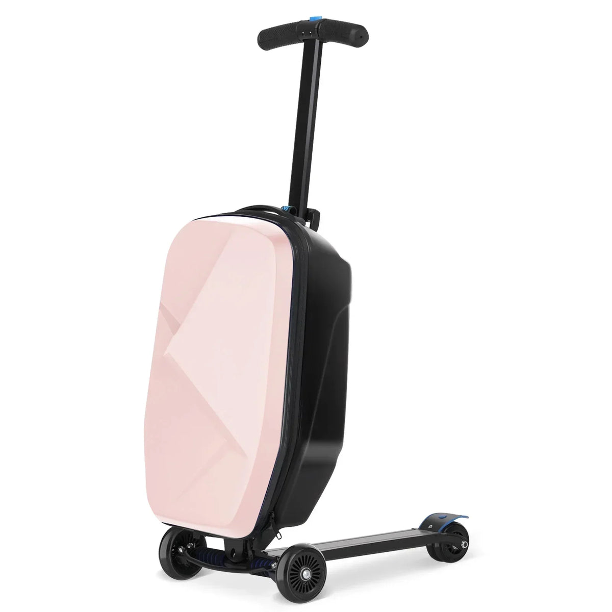 2026 NewAdvwin Scooter Luggage for Kids & Adults, Hardside Ride on Suitcase for Kids Ages 4-15 Multifunctional Lightweight Foldable Carry on Luggage with Wheels Ride on for Children Teenagers, Pink
