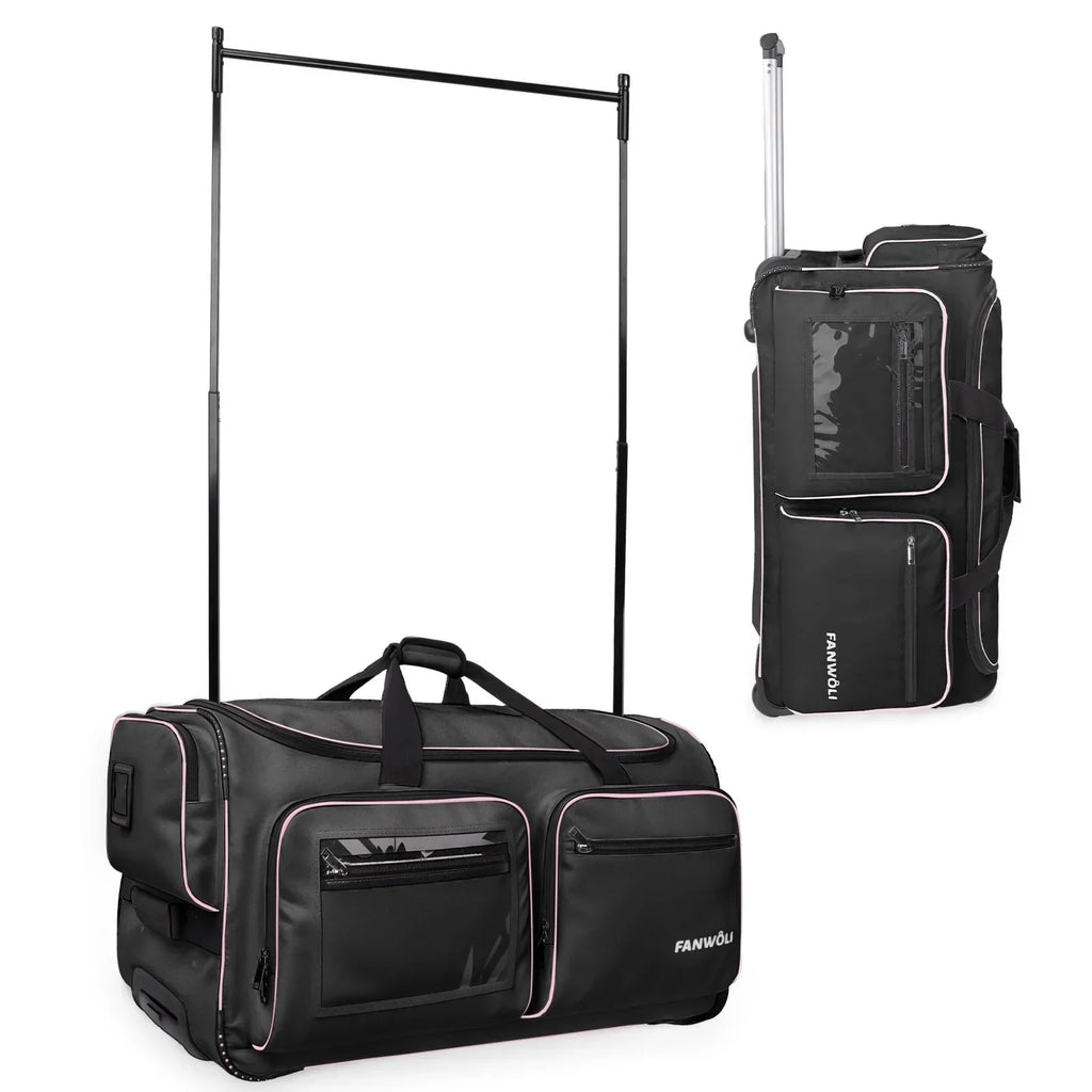 2026 NewFegat Dance Bag with Garment Rack - 28"Collapsible Rolling Competition Dance Duffle Bag Lightweight Costume Wheeled Suitcase for Dancers Shows Livestreamer Athletes