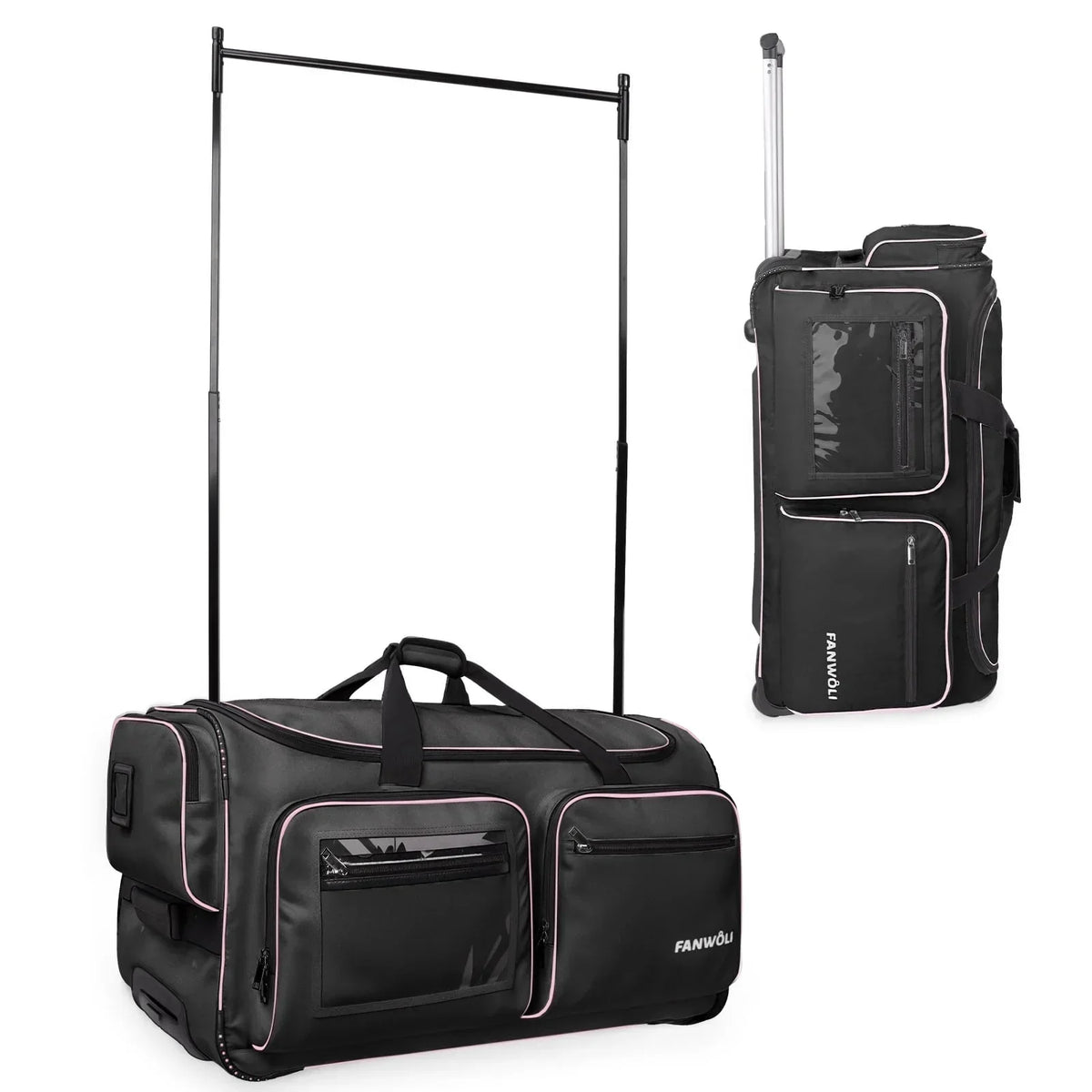 2026 NewFegat Dance Bag with Garment Rack - 28"Collapsible Rolling Competition Dance Duffle Bag Lightweight Costume Wheeled Suitcase for Dancers Shows Livestreamer Athletes