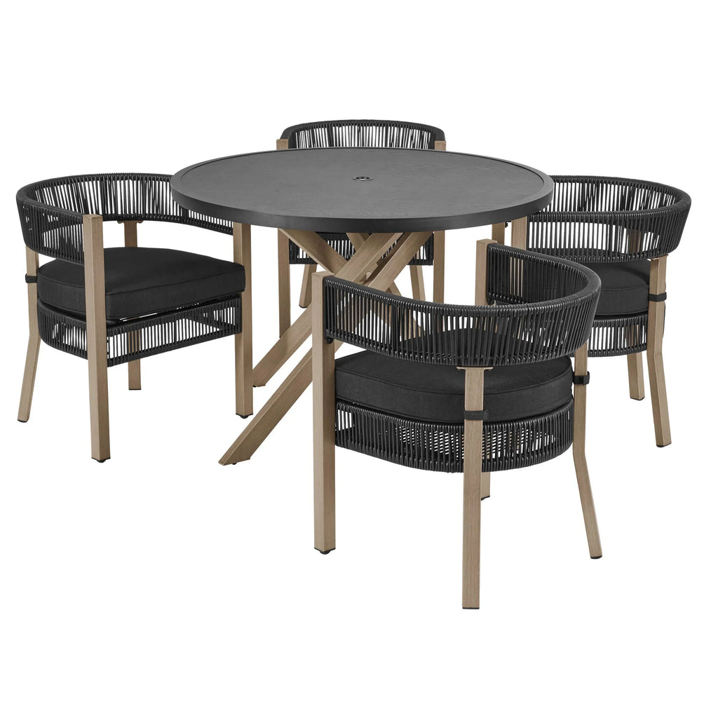 2026 NewBetter Homes & Gardens Tarren 5 Piece Outdoor Dining Set, Black