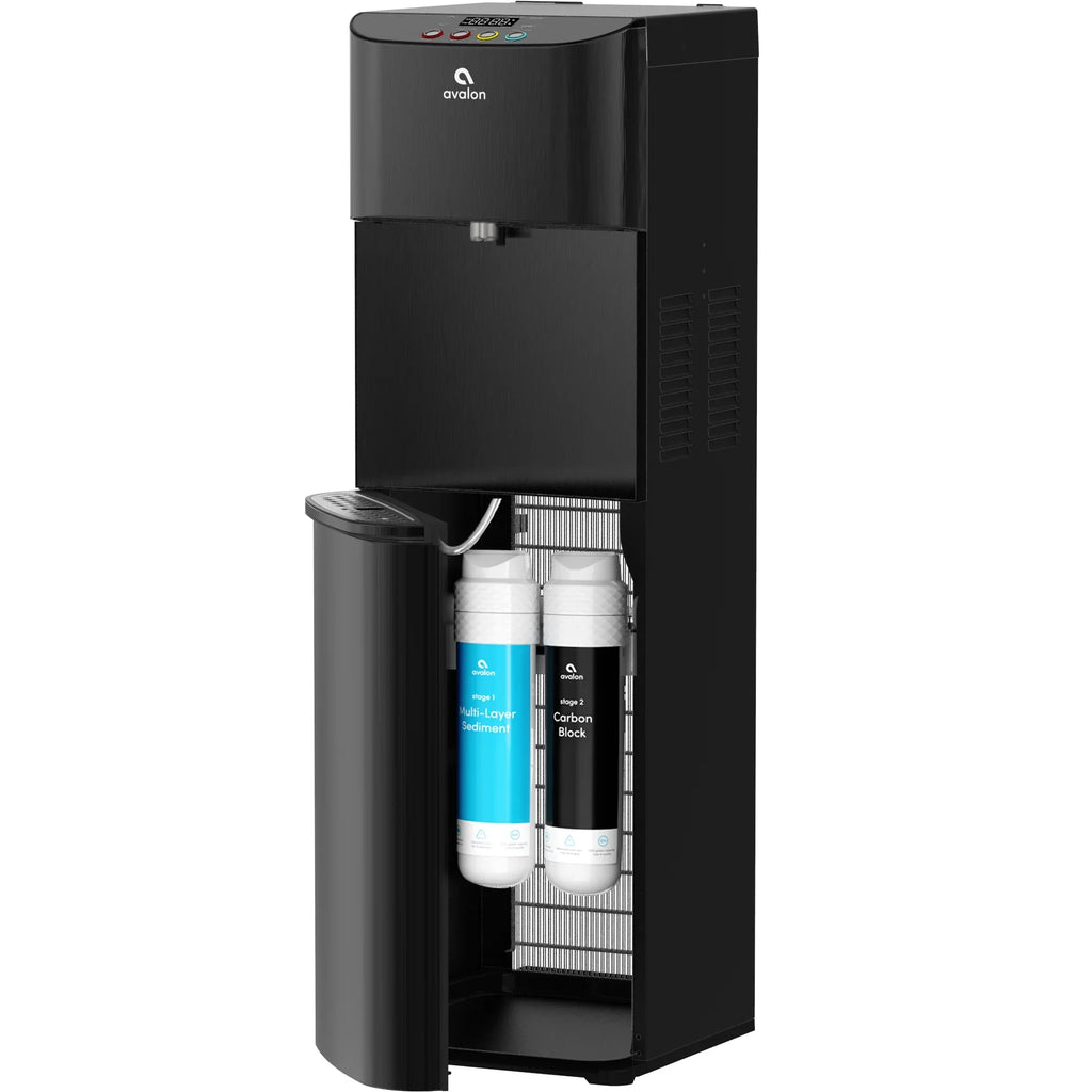 2026 New Avalon Electric Bottleless Water Cooler Water Dispenser - 3 Temperatures, Digital Clock with Temperature Control, Self Cleaning, Black Stainless Steel