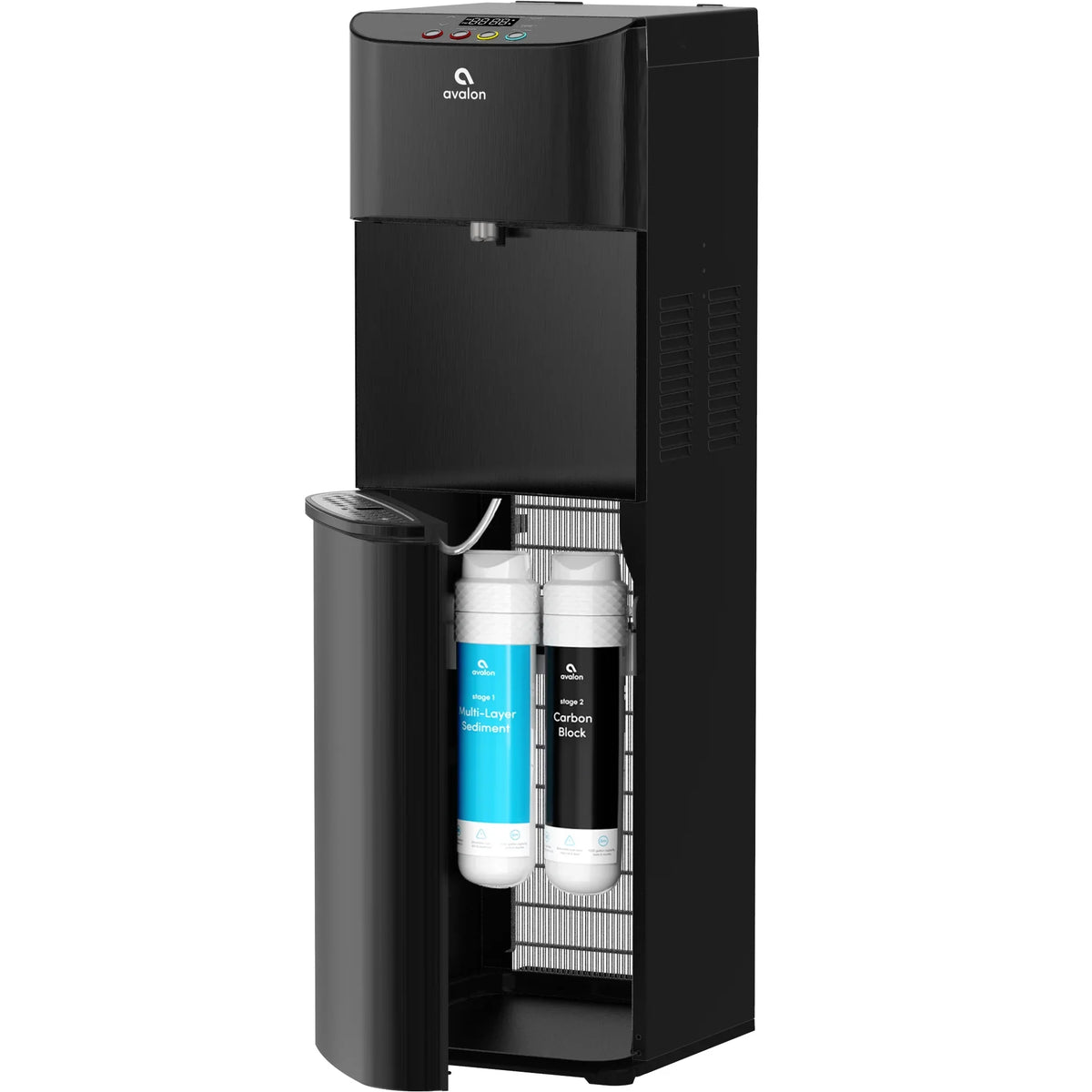 2026 New Avalon Electric Bottleless Water Cooler Water Dispenser - 3 Temperatures, Digital Clock with Temperature Control, Self Cleaning, Black Stainless Steel