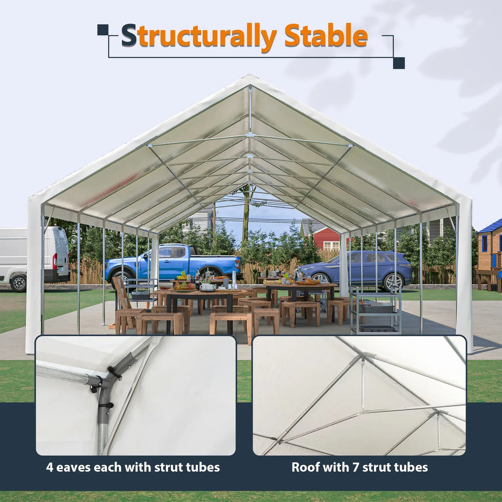 2026 New20x40 FT Heavy-Duty Party Tent with 3 Storage Bags - Large Waterproof Wedding Event Shelter for Removable Sidewalls & Zipper Door - Outdoor Commercial Tent for Parties Carport Camping BBQ Garden