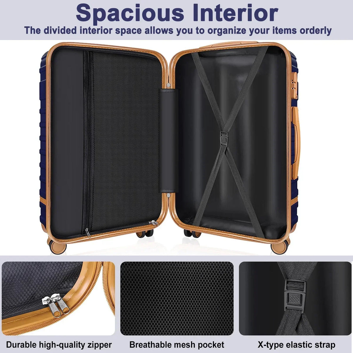2026 New5 Piece Luggage Sets and Travel Duffel Bag, ABS Hardshell Hardside Checked Luggage with TSA Lock and Double Spinner Wheels Suitcase, Deep Blue