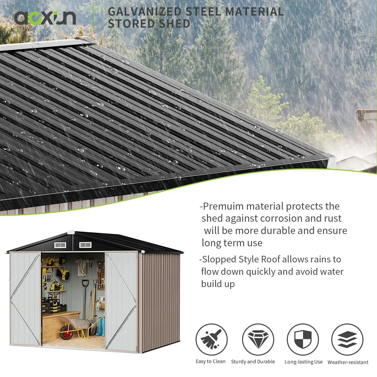 2026 NewAoxun 6 x 4 ft. Outdoor Metal Storage Shed with Lock for Backyard, Garden