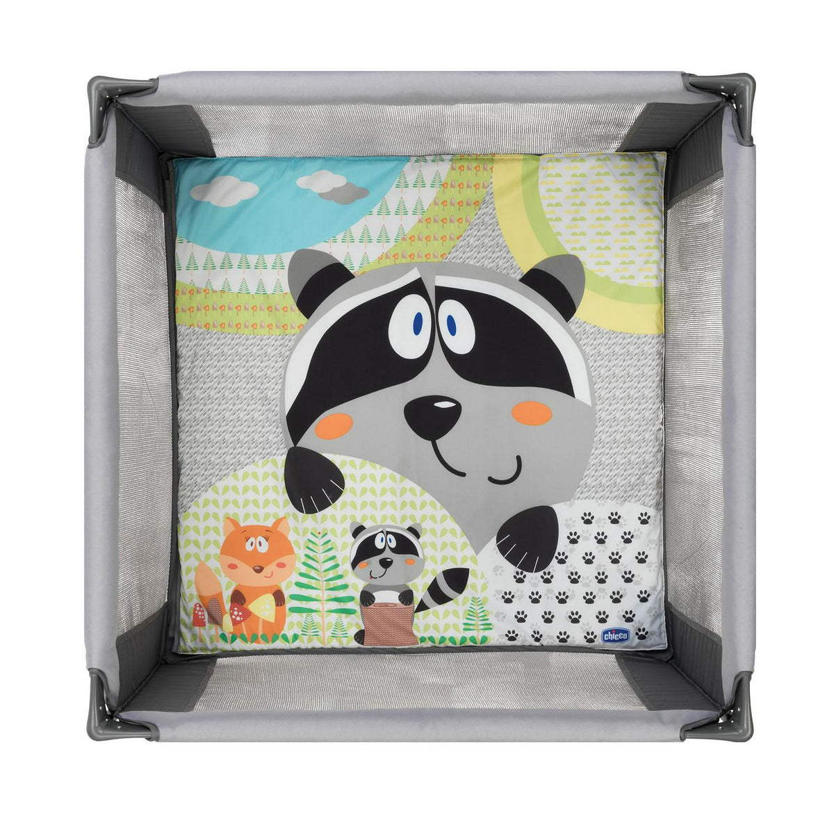 2026 NewChicco Tot Quad Portable Square Baby Playpen - Honey Bear (Grey)