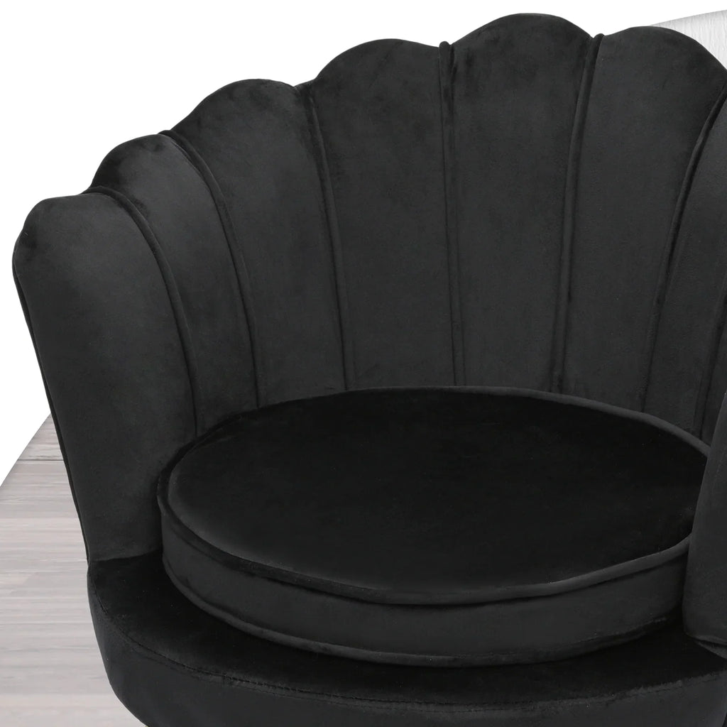 2026 NewMoNiBloom Set of 2 Velvet Tufted Accent Chair with Pillow and Stool, Upholstered Modern Single Sofa Side Chair with Padded Seat and Golden Metal Legs, Living Room Armchair, Black