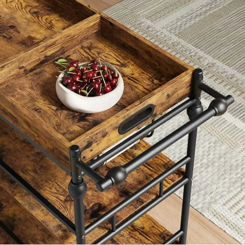 2026 New IDEALHOUSE Bar Cart, Bar Carts for The Home, 3 Tier Bar Cart with Wheels, Portable Home Bar & Serving Carts