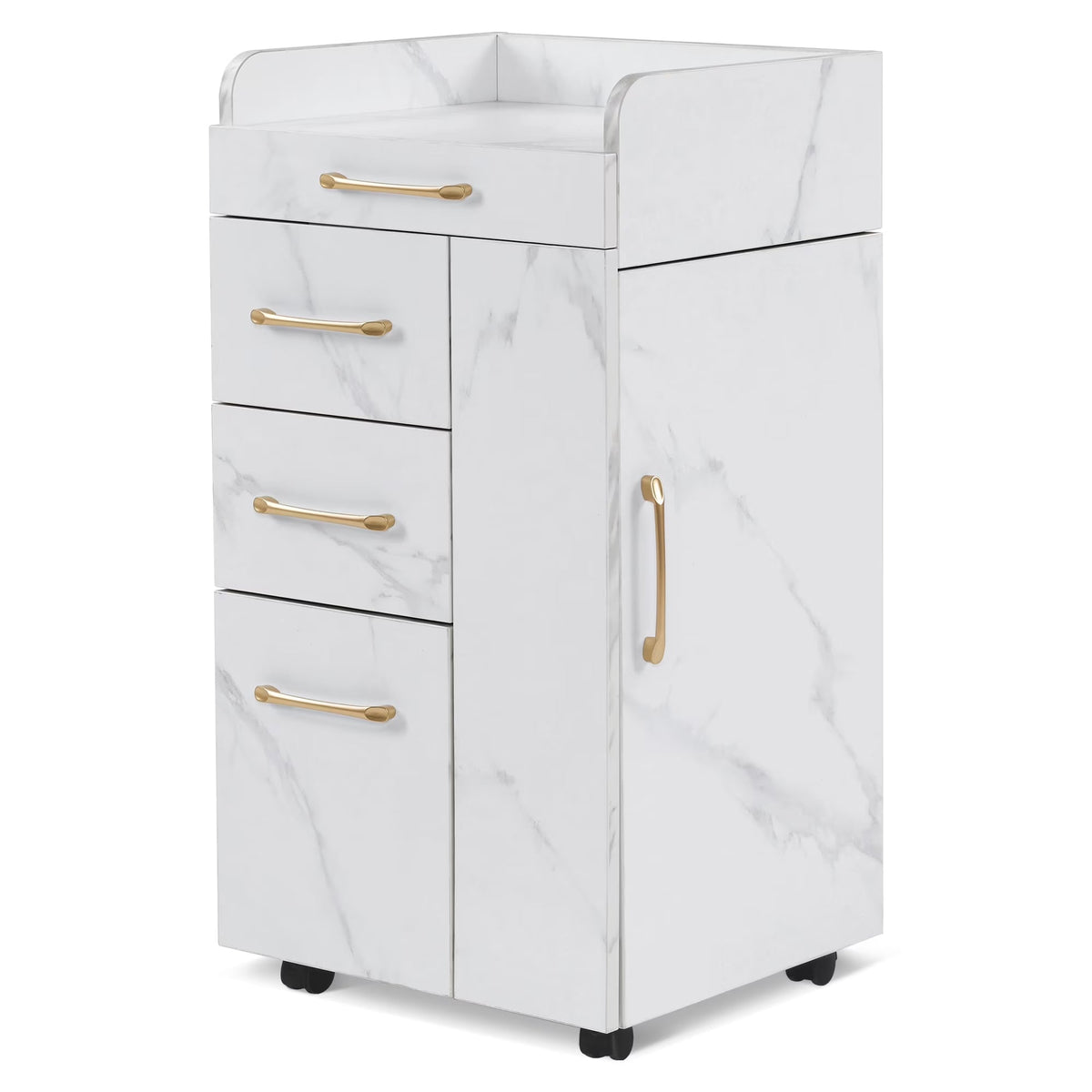 2026 NewBarberPub Salon Trolley, Hair Styling Rolling Utility Cart with Storage Drawer