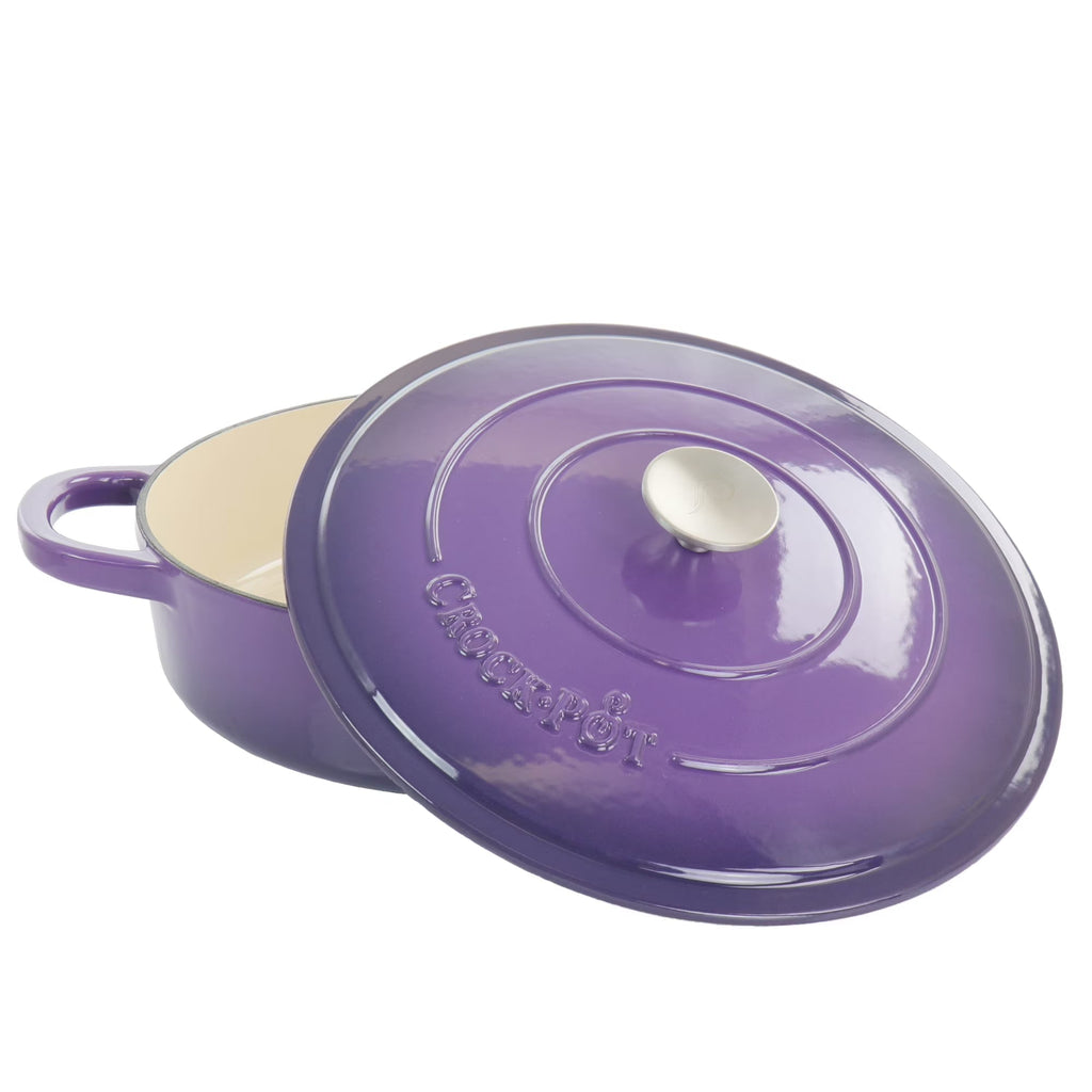 2026 NewCrock-Pot Artisan 2 Piece 5 Quart Enameled Cast Iron Braiser with Lid in Lavender