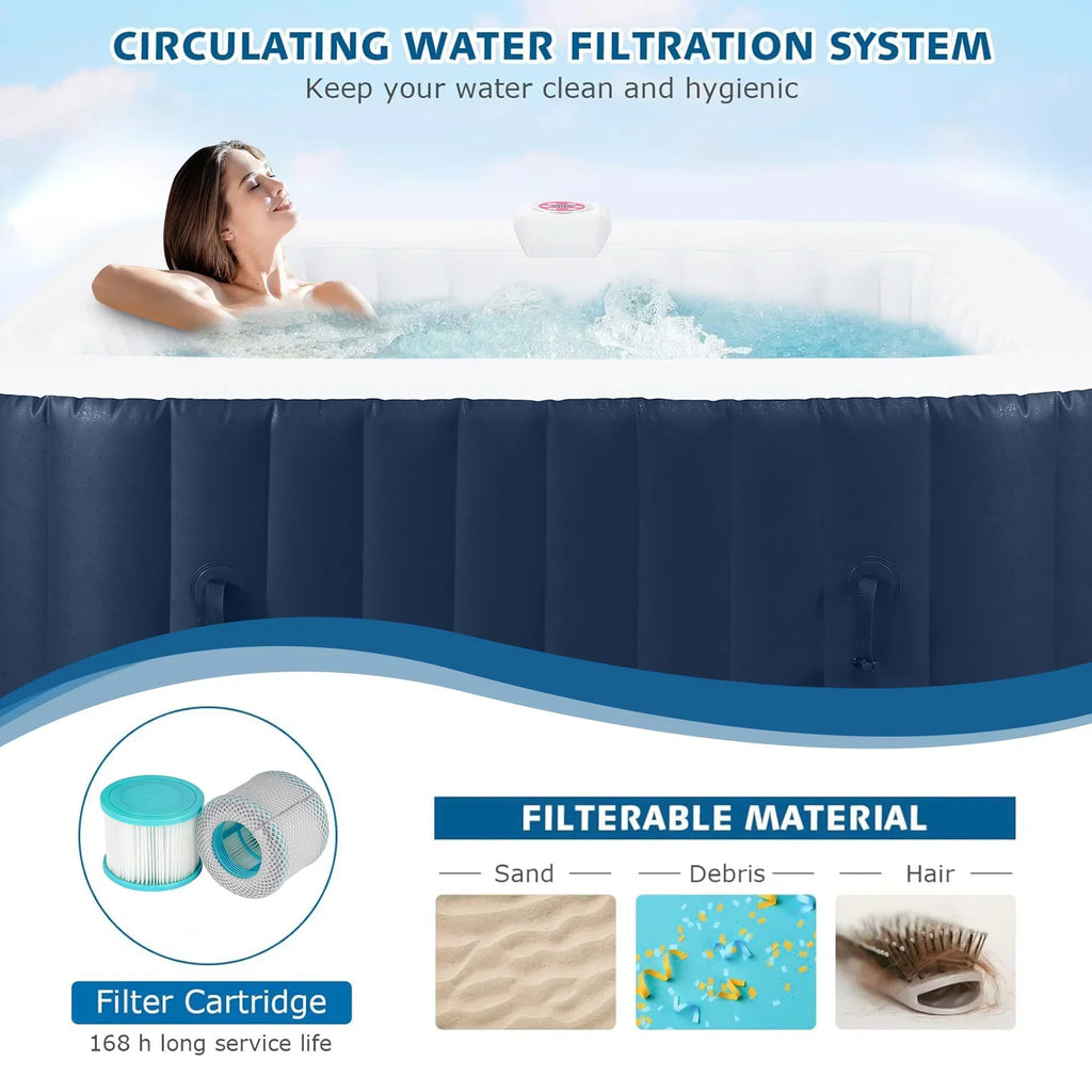 2026 New73 inch 4-6 Person Inflatable Hot Tub Spa with Control Panel, Outdoor Portable Hottub with 130 Jets, Insulated Tub Cover and Floor Protector, Temperature up to 104" F, Gray