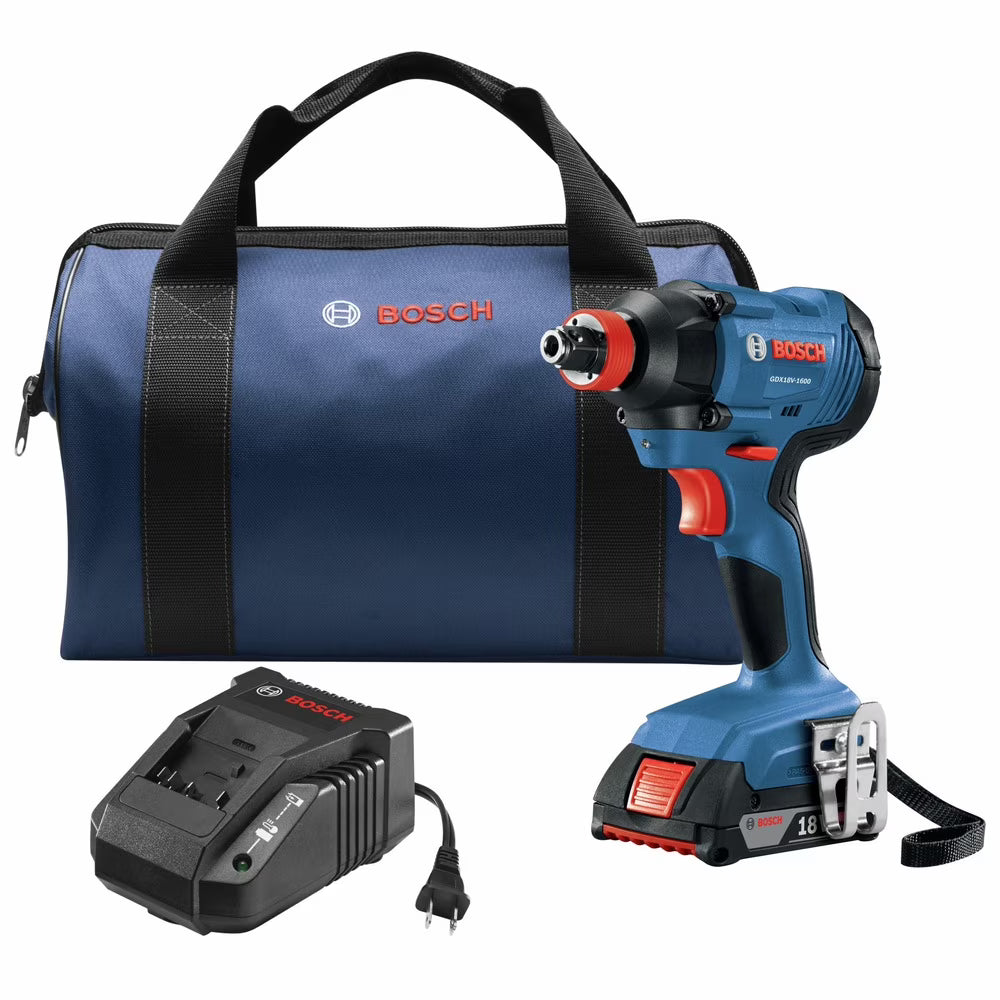 2026 New Bosch GDX18V-1600B12 18V Freak Lithium-Ion 1/4 in. and 1/2 in. Cordless Two-In-One Bit/Socket Impact Driver Kit (2 Ah)