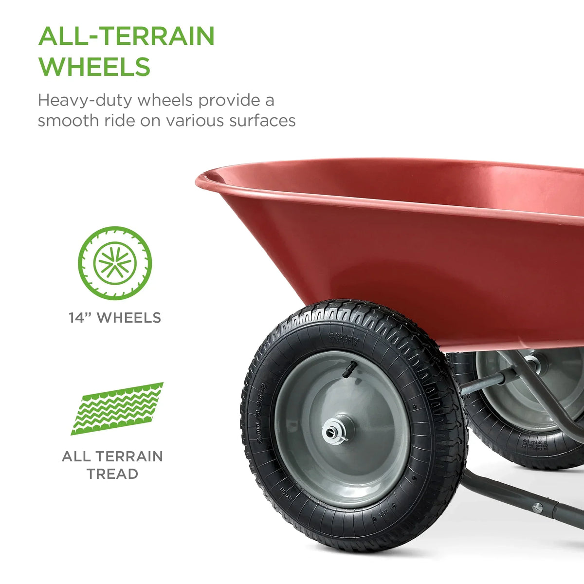 2026 NewBest Choice Products Dual-Wheel Home Wheelbarrow Yard Garden Cart for Lawn, Construction - Green