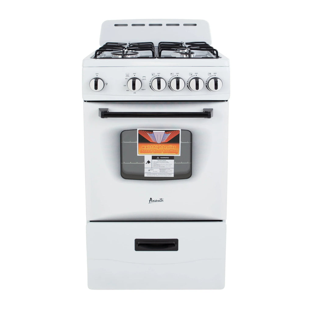 2026 NewAvanti 20" Compact Gas Range Oven, in White (GR2011CW)