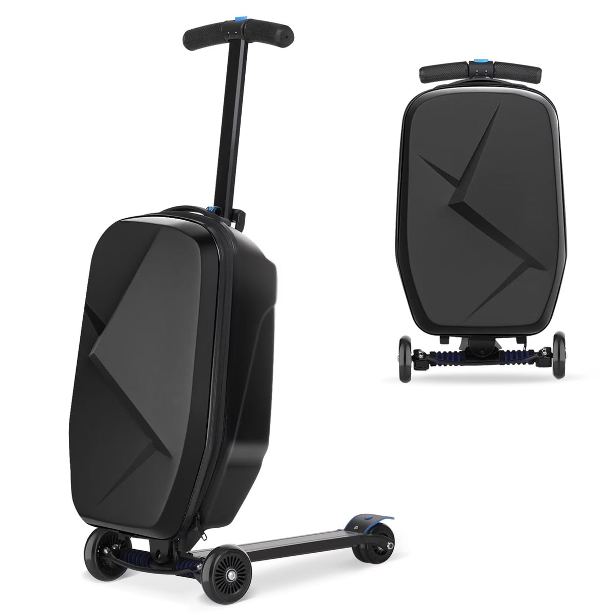 2026 NewAdvwin Scooter Luggage for Kids & Adults, Hardside Ride on Suitcase for Kids Ages 4-15 Multifunctional Lightweight Foldable Carry on Luggage with Wheels Ride on for Children Teenagers, Pink