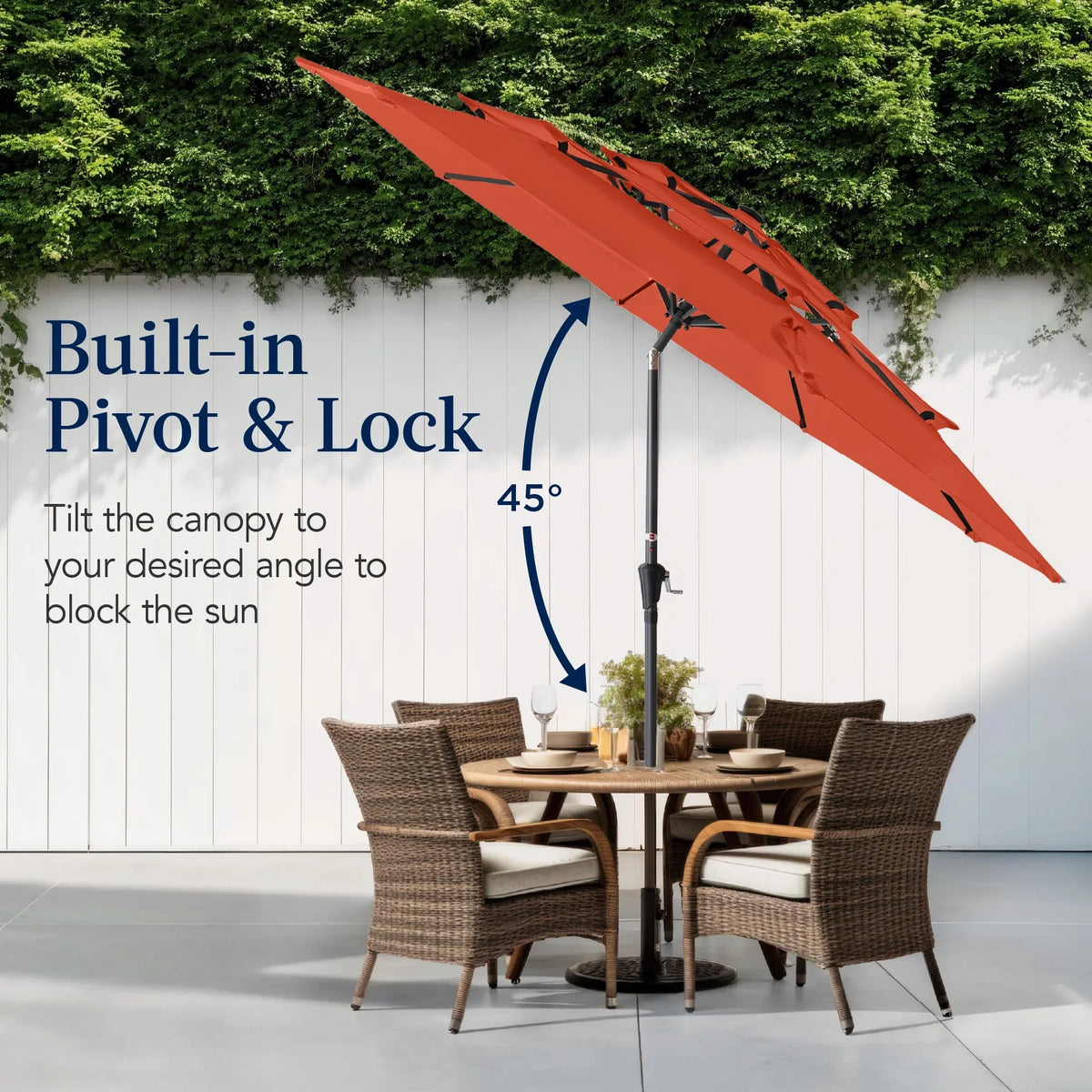 2026 NewBest Choice Products 10ft 3-Tier Patio Umbrella, Market Sun Shade w/ Tilt Adjustment, Easy Crank - Red