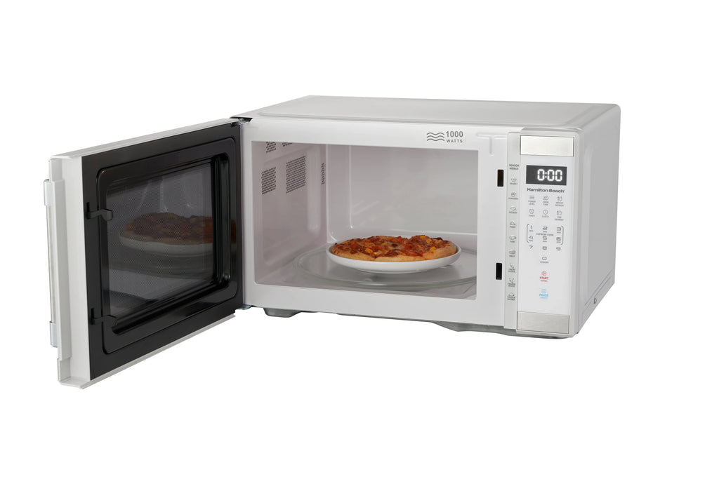 Hamilton Beach 1.1 Cu. Ft. Countertop Microwave Oven, 1000 Watts, White Stainless Steel