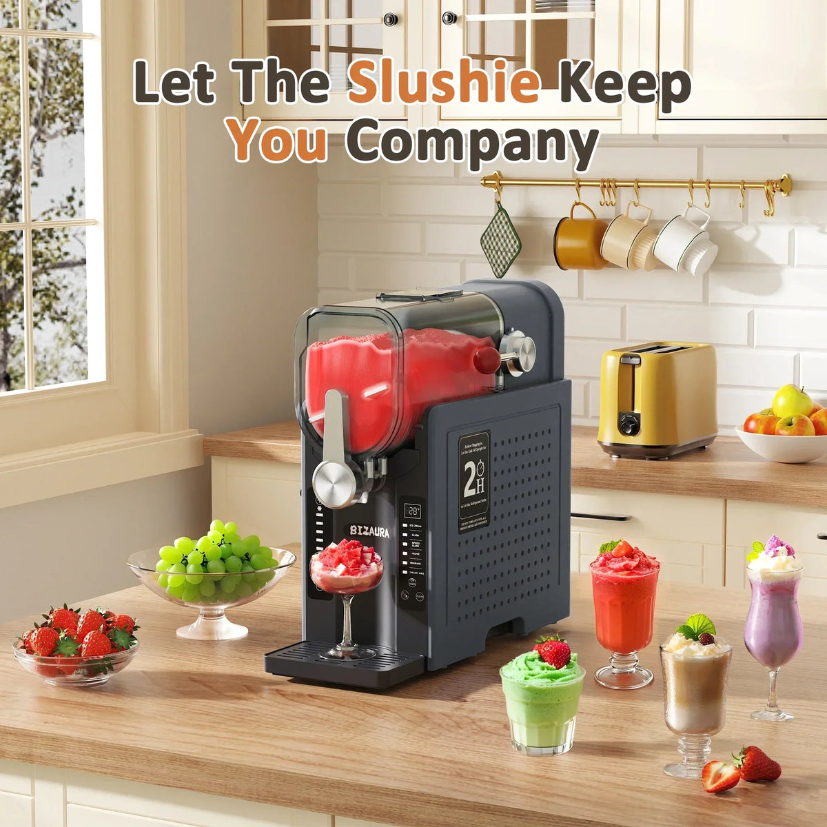 2026 NewBIZAURA Slushie Machine, Slushy Machine for Home No Ice Need, Professional Frozen Drink Maker, 6 Presets for Milkshakes, Frapp"s, Slush, Ice Cream