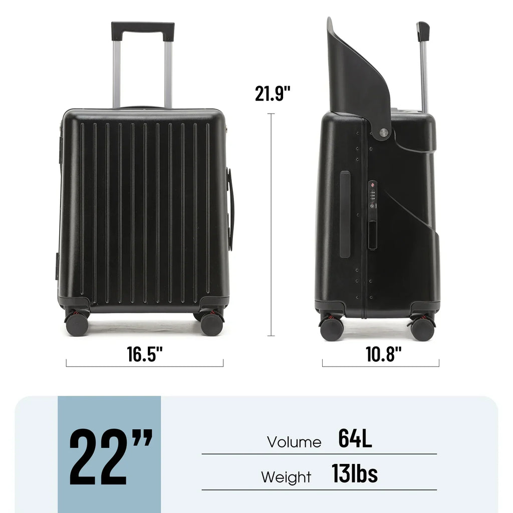 2026 New22 Inch TSA Lock Luggage with for Kids& Adult,Check in Lockable Spinner Wheels Free Luggage Cover and Safety Seatbelt Travel Suitcase