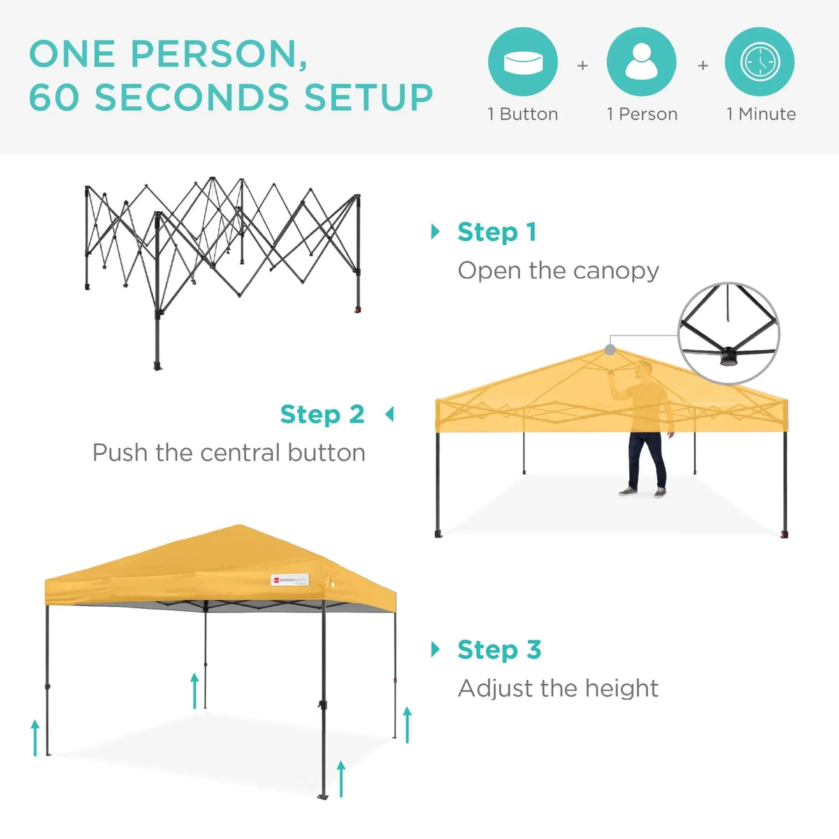 2026 NewBest Choice Products 12x12ft Easy Setup Pop Up Canopy w/ 1-Button Setup, Wheeled Case, 4 Weight Bags - Navy Blue