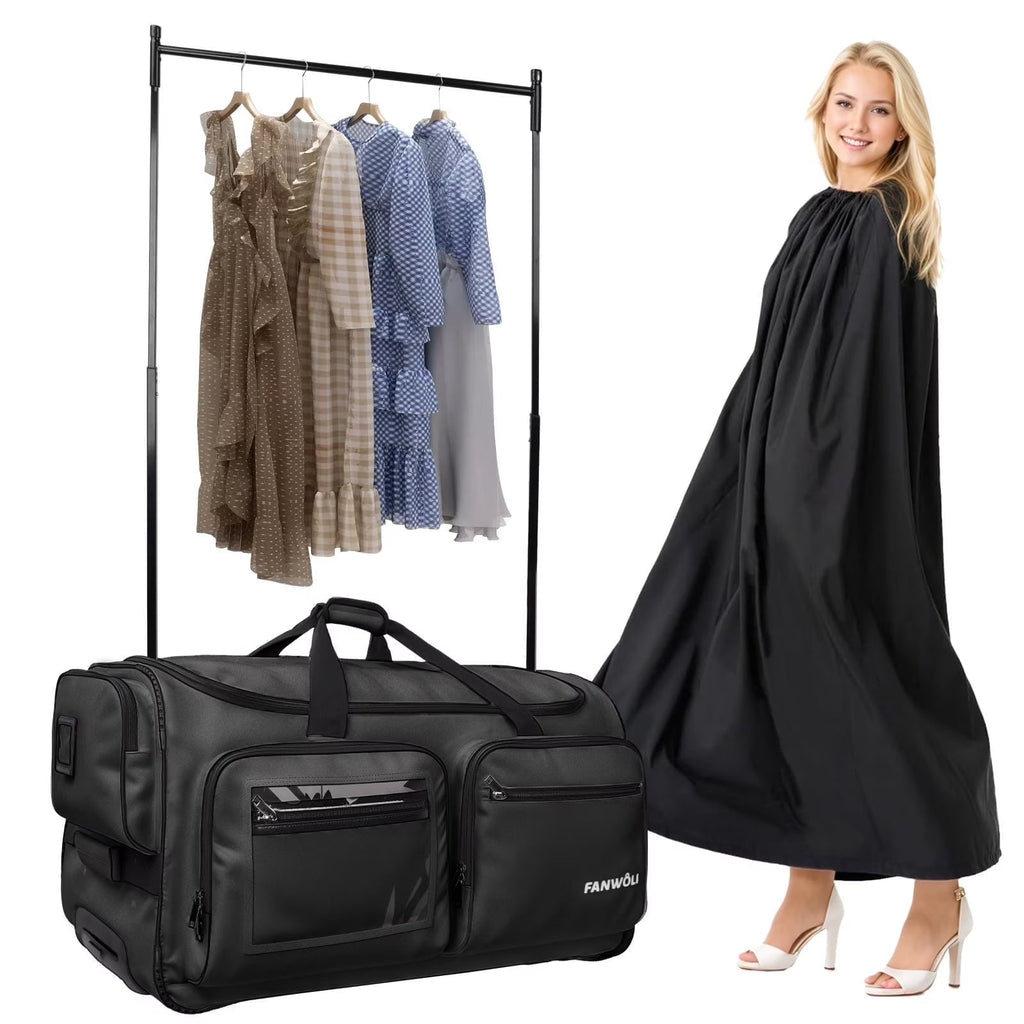 2026 NewFegat Dance Bag with Garment Rack - 28"Collapsible Rolling Competition Dance Duffle Bag Lightweight Costume Wheeled Suitcase for Dancers Shows Livestreamer Athletes