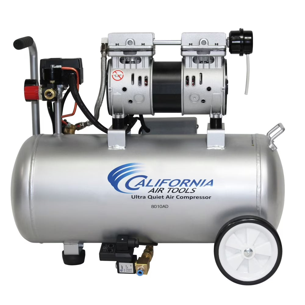 2026 NewCalifornia Air Tools CAT-8010AD 1 HP 8-Gal. Ultra-Quiet and Oil-Free Steel Tank Air Compressor with Auto Drain Valve