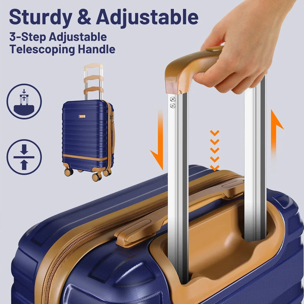 2026 New5 Piece Luggage Sets and Travel Duffel Bag, ABS Hardshell Hardside Checked Luggage with TSA Lock and Double Spinner Wheels Suitcase, Deep Blue