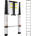 2026 NewBENTISM 12.5 FT Telescoping Ladder, Aluminum Collapsible Ladder with One-Button Retraction,375 LB Capacity,ANSI Certified | Portable for Home, RV, Loft Use