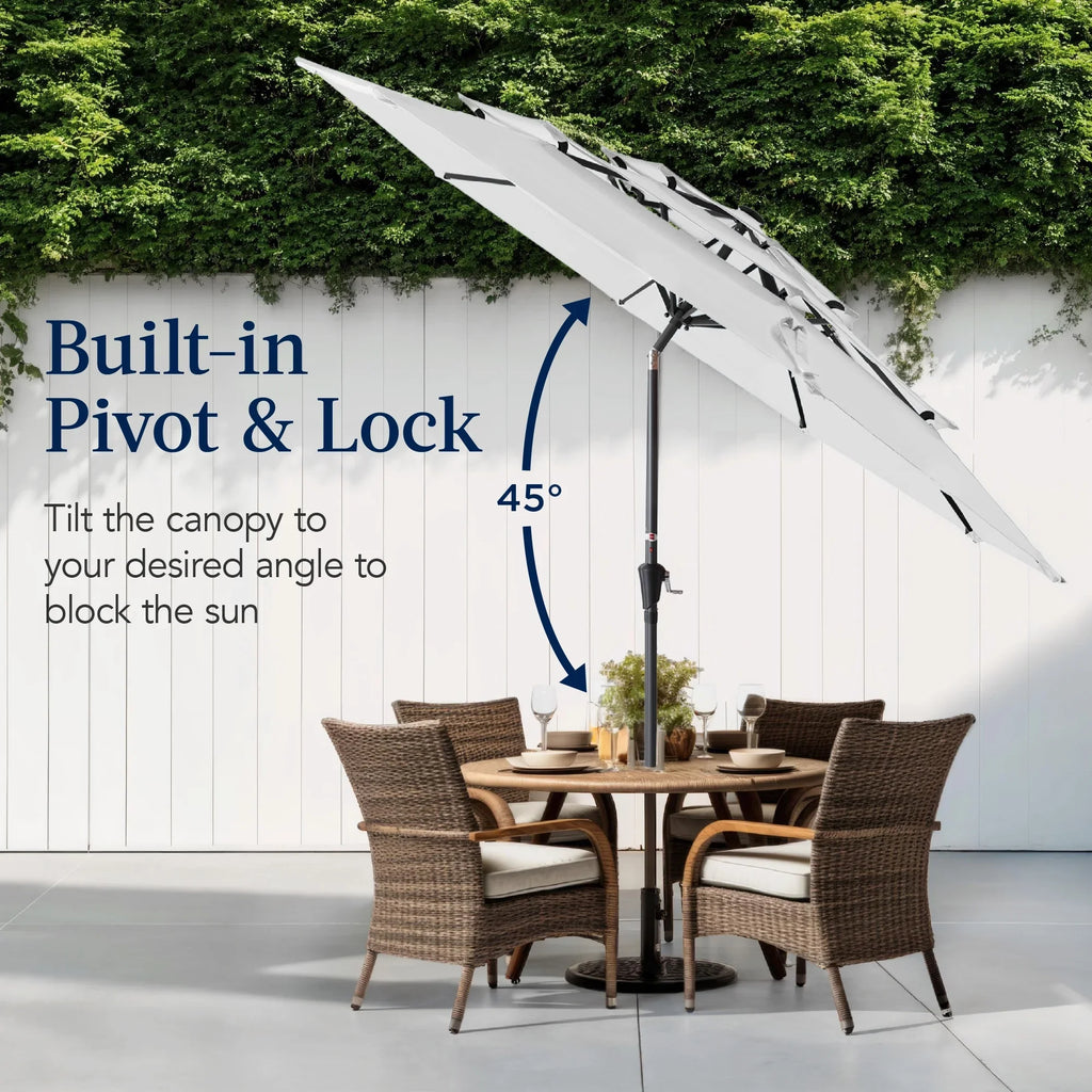 2026 NewBest Choice Products 10ft 3-Tier Patio Umbrella, Market Sun Shade w/ Tilt Adjustment, Easy Crank - Red