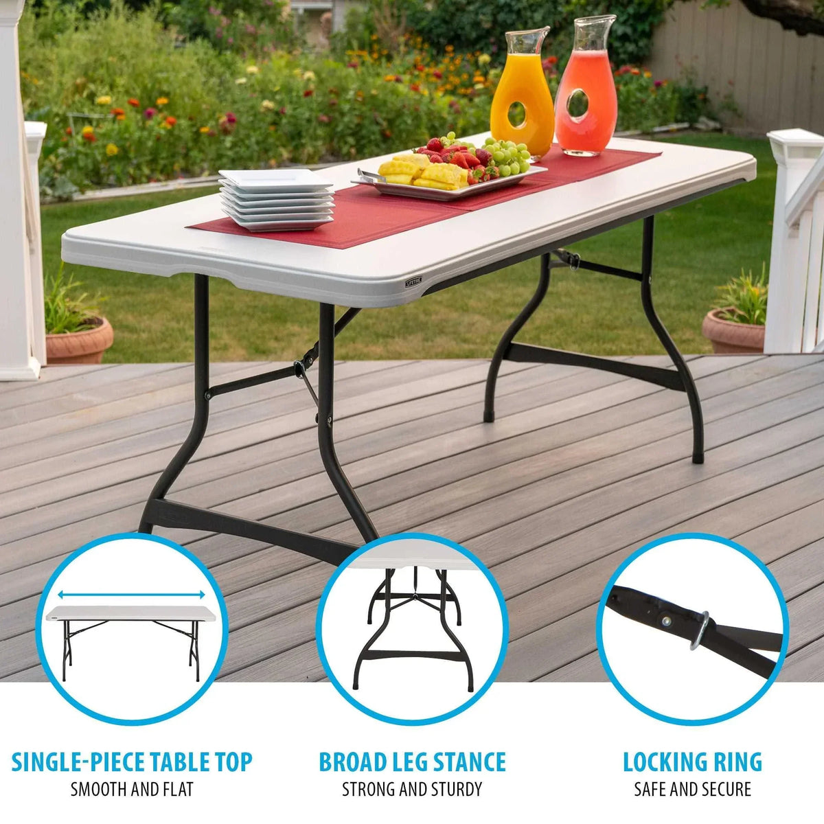 Lifetime 6 Foot Rectangle Folding Table, Indoor/Outdoor Commercial Grade, Black (280350)