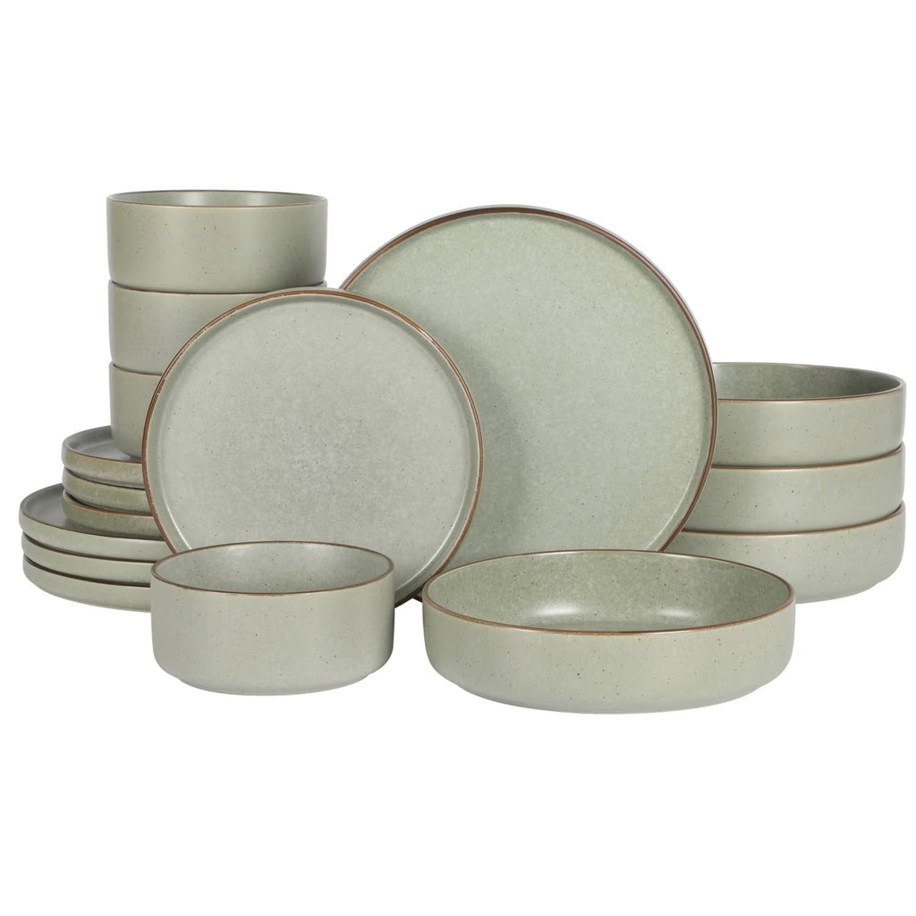 2026 NewGibson Elite Gelston Stoneware Matte Reactive Glaze 16 Piece (Service for 4) Plates and Bowl Dinnerware Set - Grey
