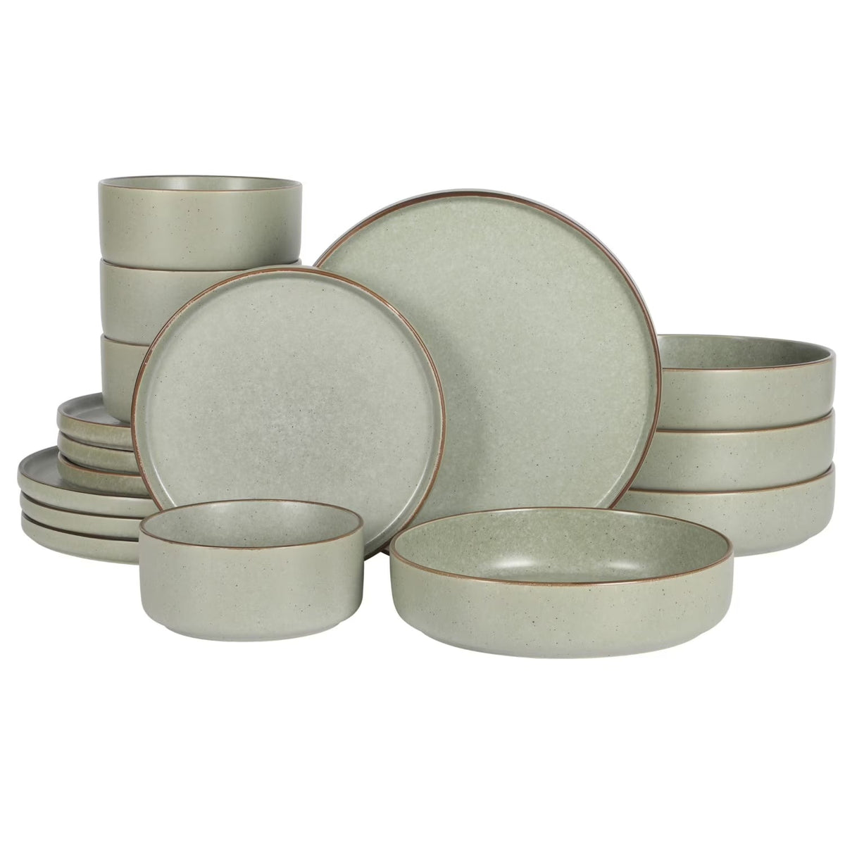 2026 NewGibson Elite Gelston Stoneware Matte Reactive Glaze 16 Piece (Service for 4) Plates and Bowl Dinnerware Set - Grey