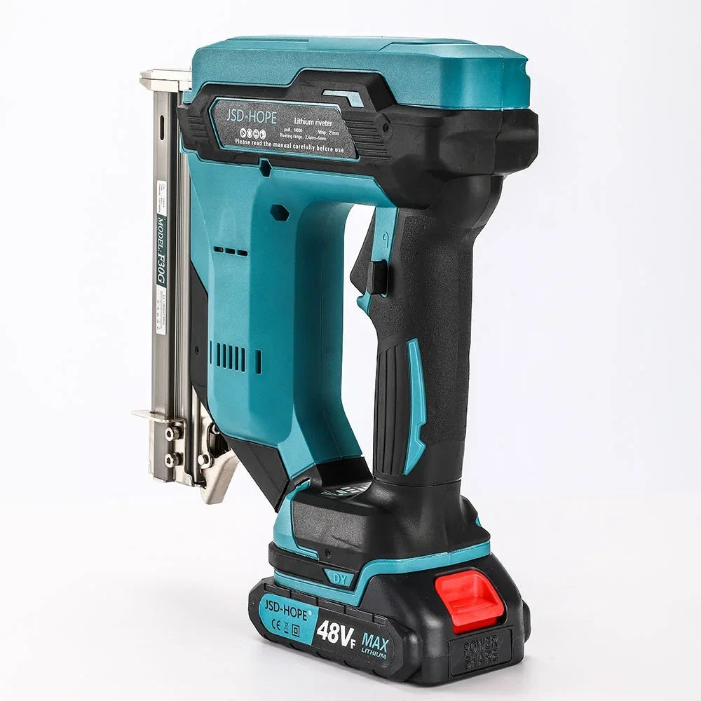 2026 New Brushless Cordless Nail Gun -C Straight Nail Gun, Staple Nail Gun, Nail Shooter, Pneumatic Nail Gun; Equipped with Lithium Battery and Quick Charger