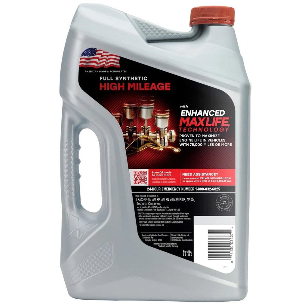 2026 NewValvoline Full Synthetic High Mileage MaxLife 5W-30 Motor Oil 5 QT, Case of 3
