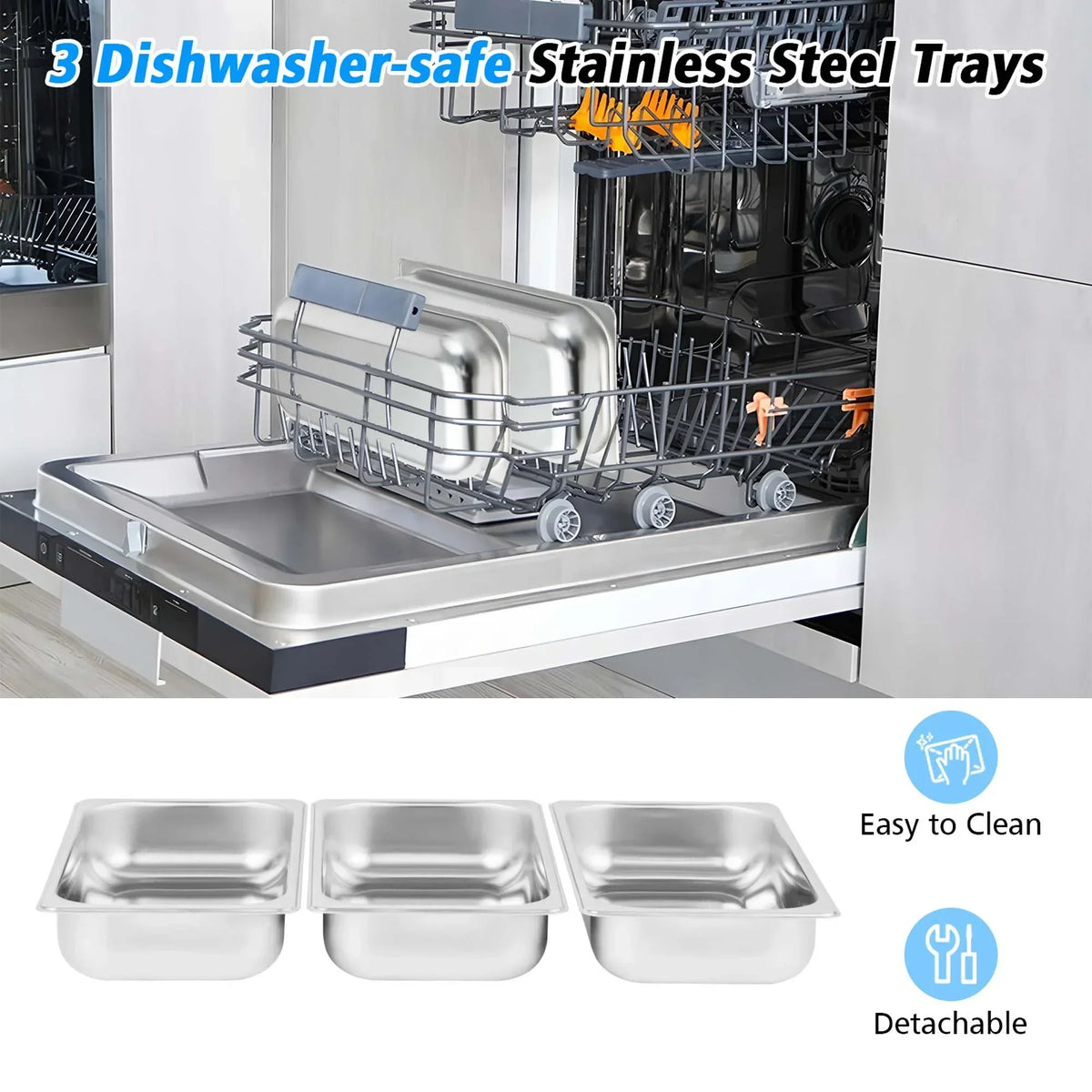 2026 NewCostway Food Warmer Buffet Server 450W Stainless Steel Electric Warming Tray for Parties