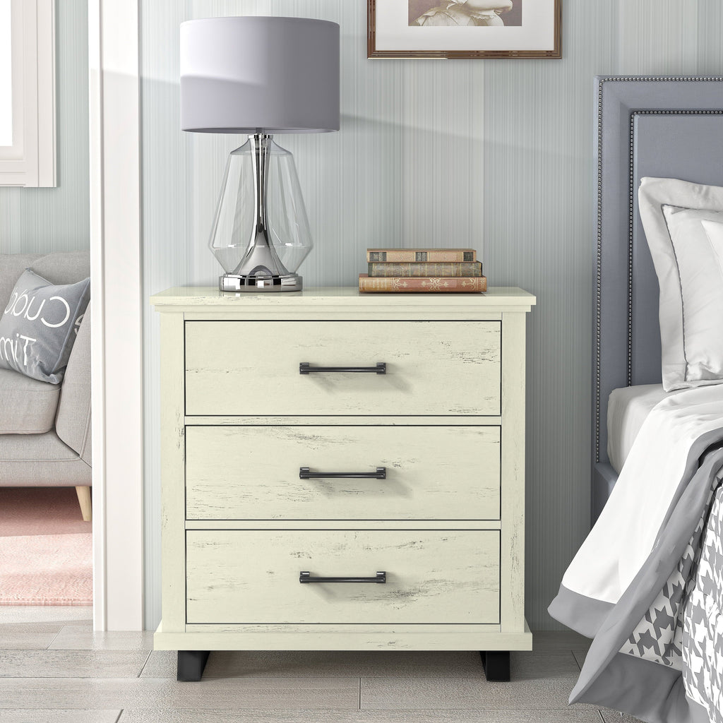 2026 New FESTIVO 32 inch Wide 3-Drawer Bedroom Nightstand with Elevated Metal Legs - Beige