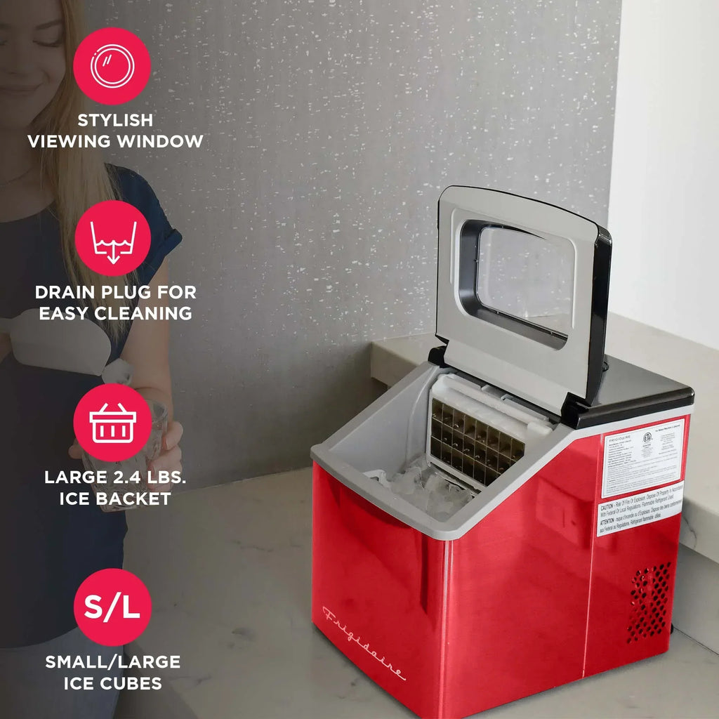 2026 NewFrigidaire 40lbs. Countertop Clear Square Ice Maker - Stainless Steel