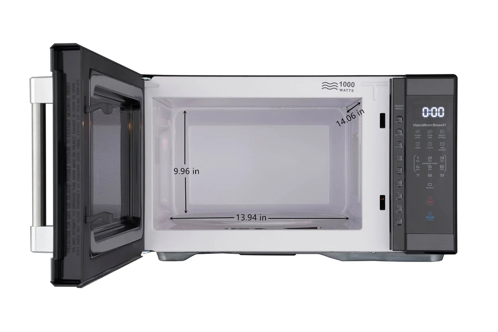 Hamilton Beach 1.1 Cu. Ft. Microwave Oven, Countertop, Black and Stainless Steel