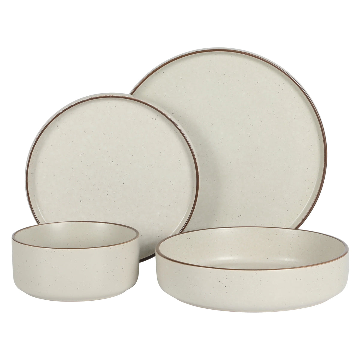 2026 NewGibson Elite Gelston Stoneware Matte Reactive Glaze 16 Piece (Service for 4) Plates and Bowl Dinnerware Set - Grey