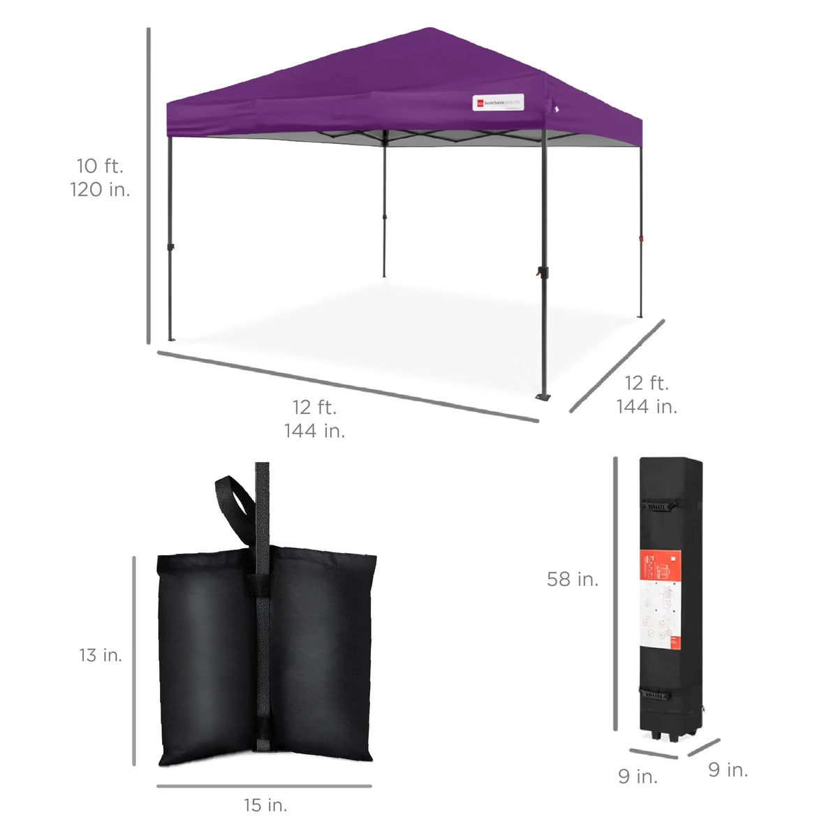 2026 NewBest Choice Products 12x12ft Easy Setup Pop Up Canopy w/ 1-Button Setup, Wheeled Case, 4 Weight Bags - Navy Blue