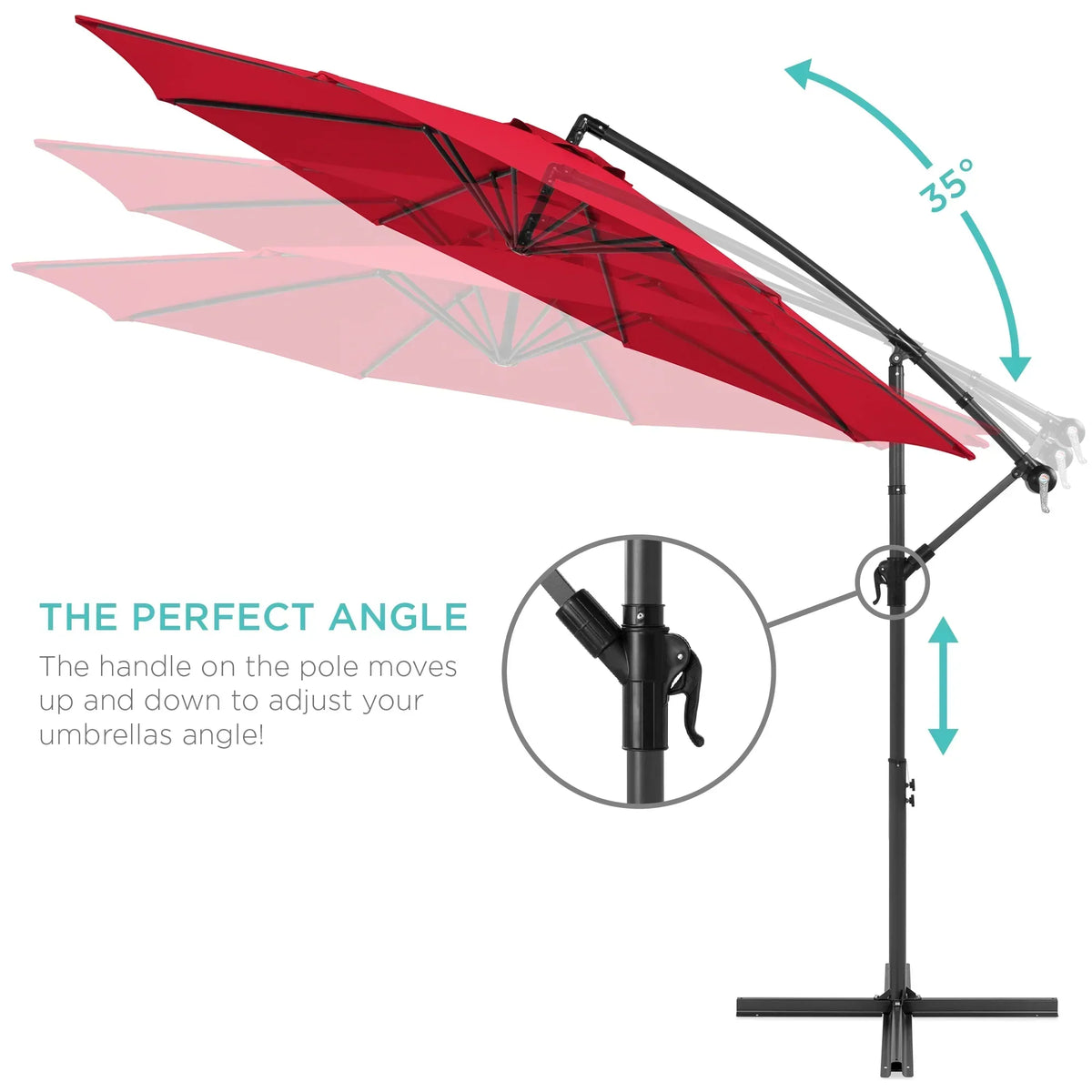 2026 NewBest Choice Products 10ft Offset Hanging Outdoor Market Patio Umbrella w/ Easy Tilt Adjustment - Tan