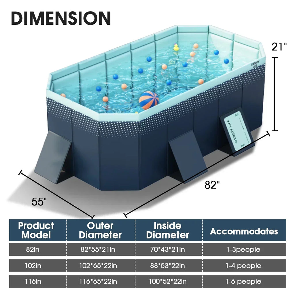 2026 NewFoldable Swimming Pool, Large Non-Inflatable Outdoor Pools for Kids Adults Above Ground Pools, 116in