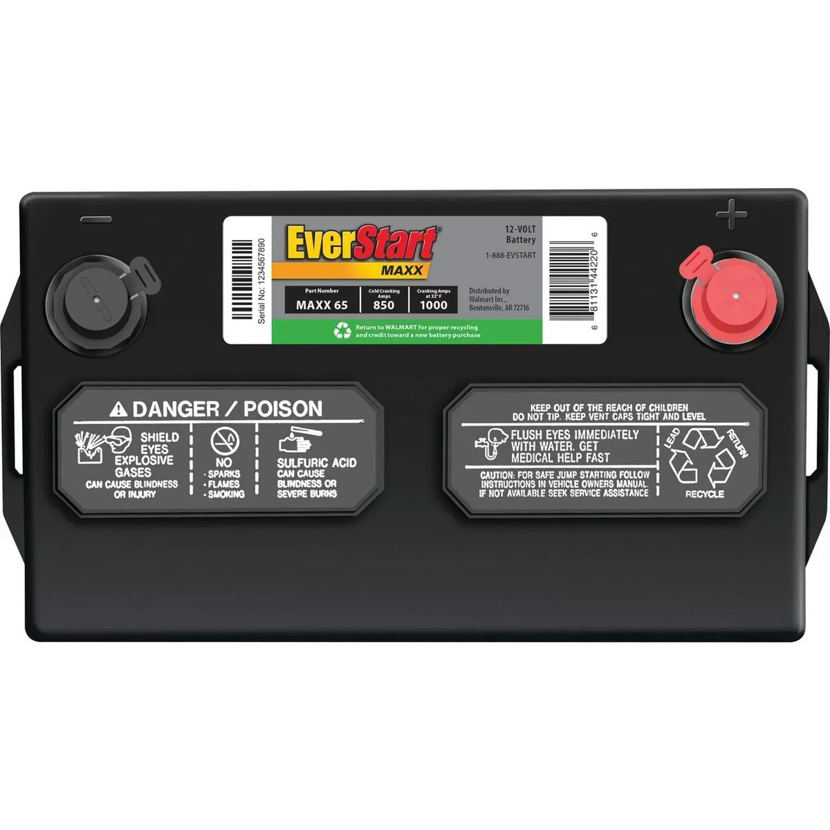 2026 NewEverStart Maxx Lead Acid Automotive Battery, Group Size 65 12 Volt 850 CCA