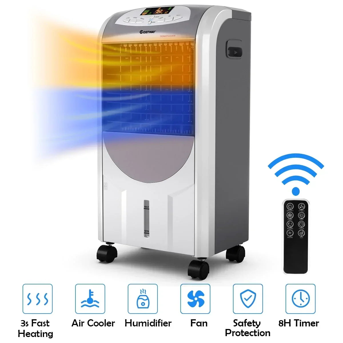 2026 NewCostway Portable Air Cooler Fan & Heater Humidifier with Washable Filter Remote Control
