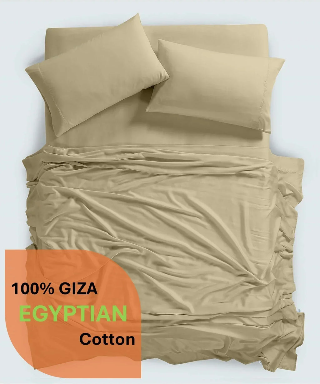 2026 New600 Thread Count, 100% Giza Egyptian Cotton Bedding Set, 4-PC Sheets Set, 15 Inch Deep Pocket of Fitted Sheet, Soft Sateen Weave Breathable - Black, Twin