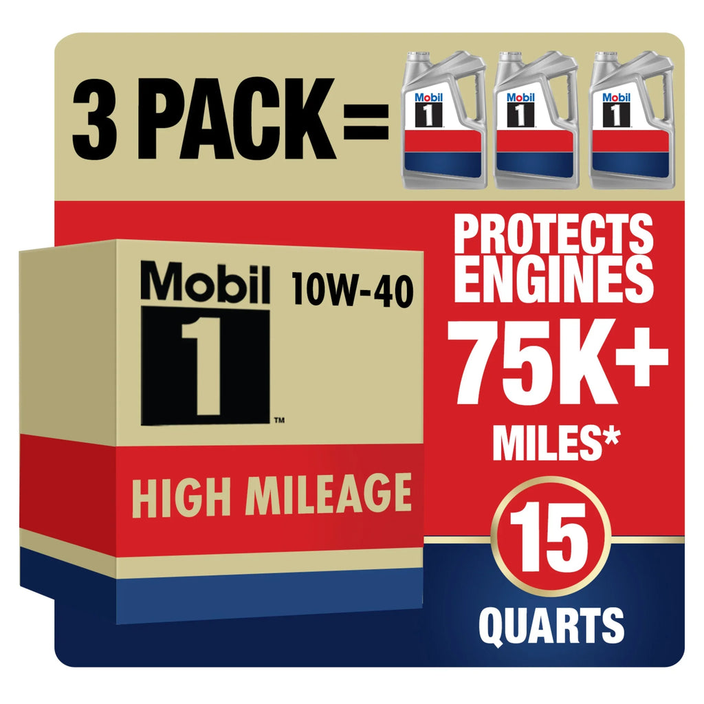 2026 NewMobil 1 High Mileage Full Synthetic Motor Oil 10W-40, 5 Quart (Pack of 3)